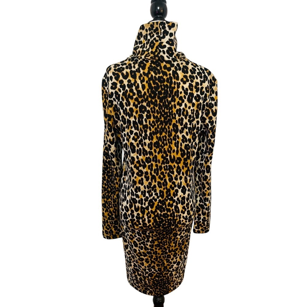 Vero Moda Leopard Print Dress Turtleneck Long Sleeve Casual Mini Size Small - Picture 6 of 8